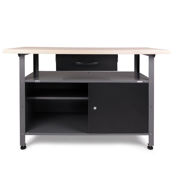 Work desk 120cm with drawer and door black Classic