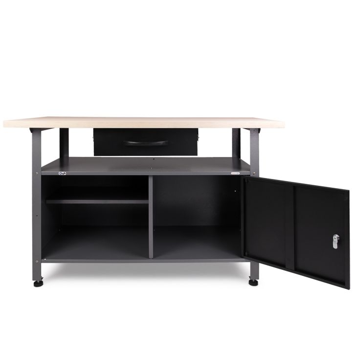Work desk 120cm with drawer and door black Classic