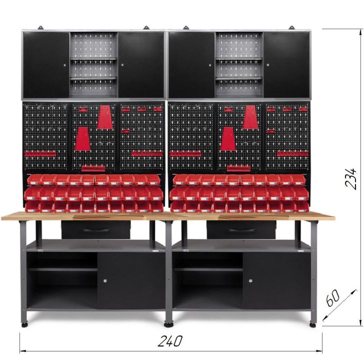 Workshop furniture set metal shelf for tools (52 pcs.) with Klaus 2 pcs.