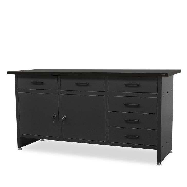 Work table HENRY, 1700 x 850 x 600 mm, All Black: black