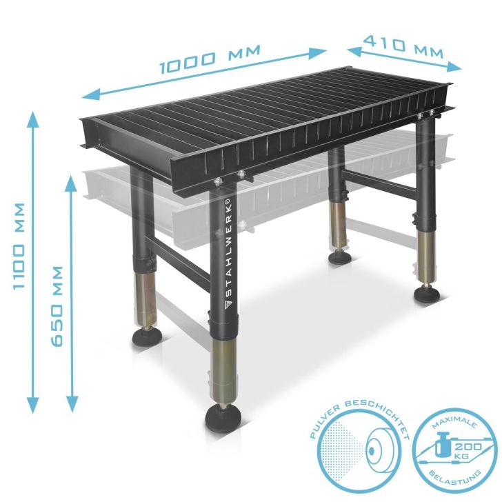 Metināšanas galds PCT-1000 ST 1000 x 410 mm, 200 kg