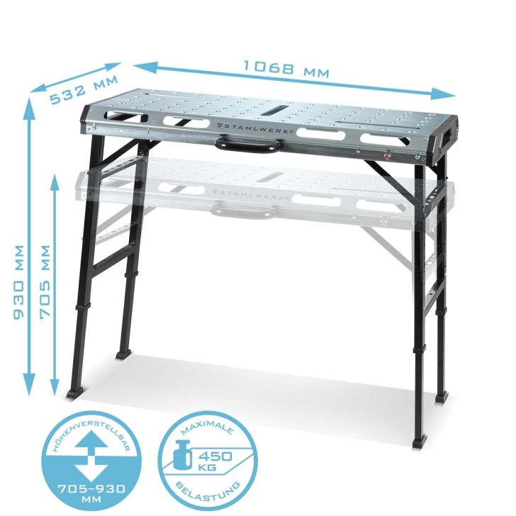 Mobilais metināšanas galds AWT-930 ST 1068 x 532 mm, 450 kg