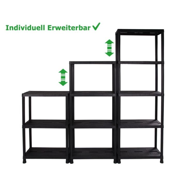 Plastic shelf 60x30x138 cm, 2 pcs, black