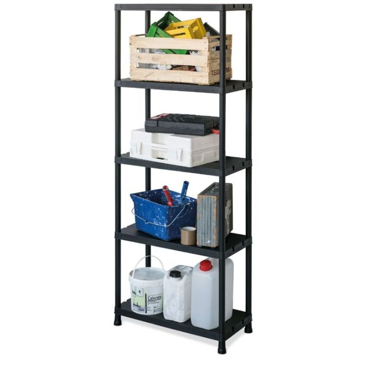 Plastmasas plaukts 71x35x180 cm, 2 gab, melns