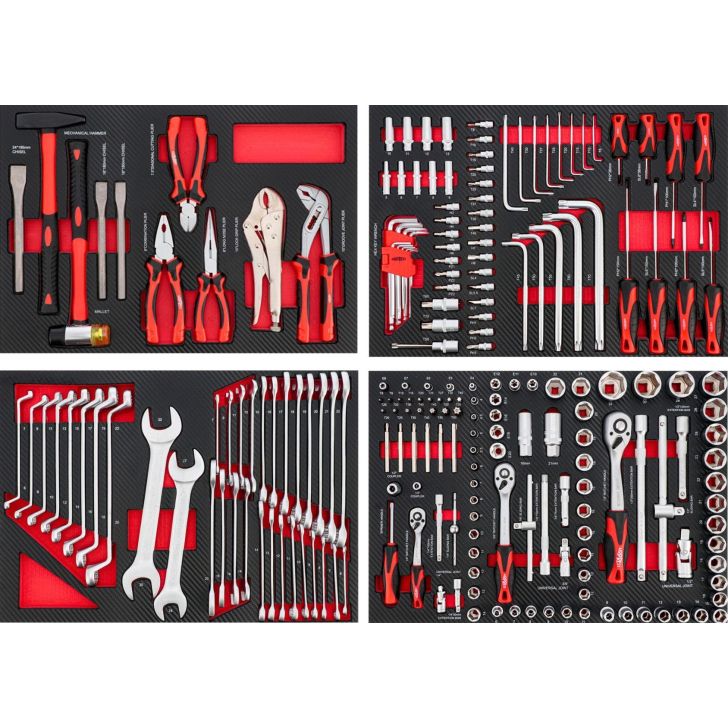 Mobile tool cabinet with 217 tools.