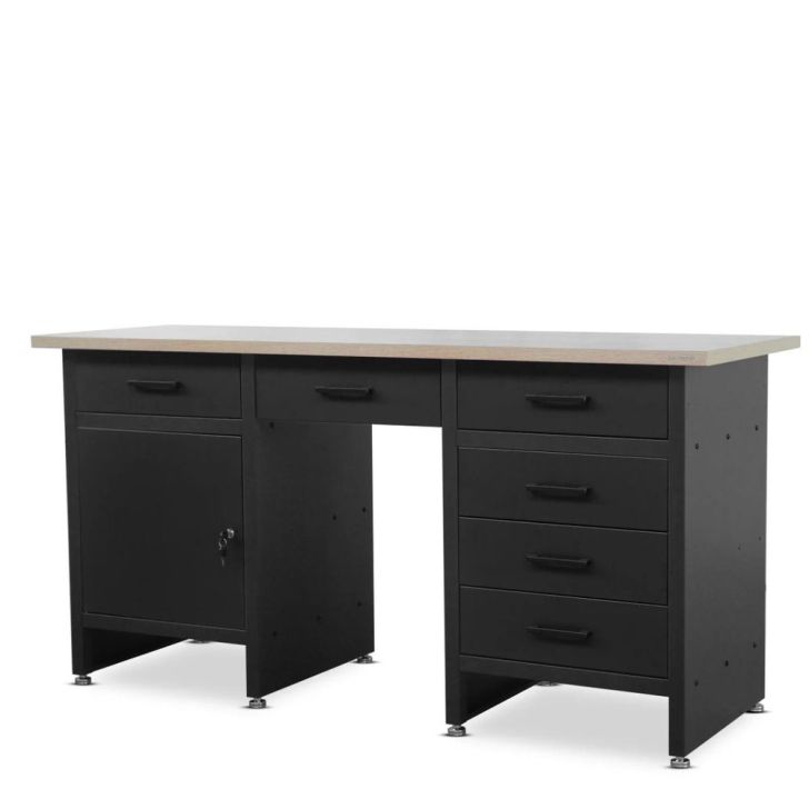 FRANK work desk with cabinets and drawers, Black