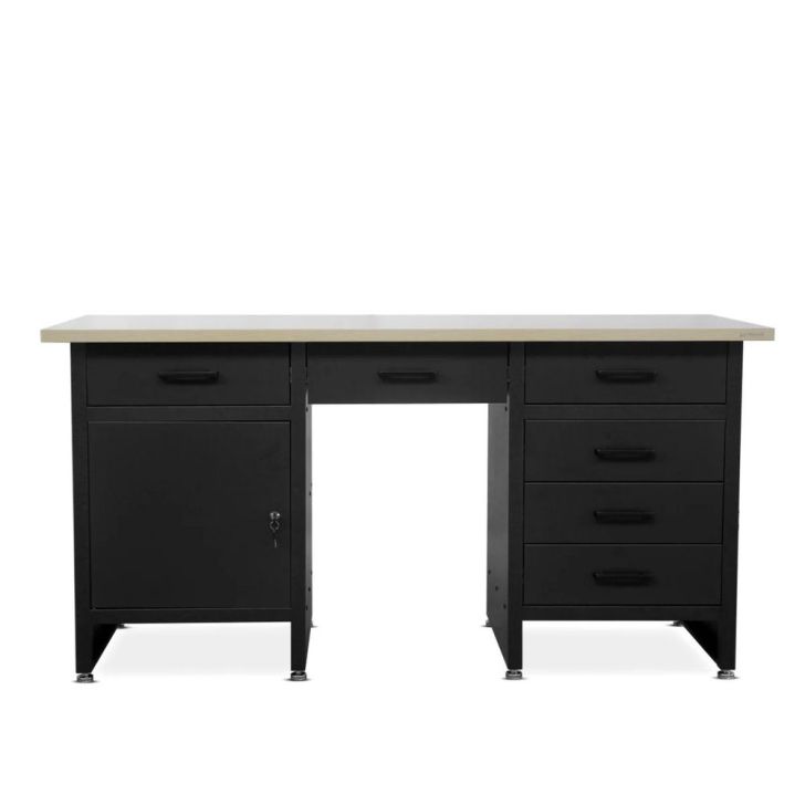 FRANK work desk with cabinets and drawers, Black