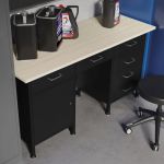 FRANK work desk with cabinets and drawers, Black