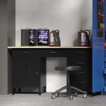 FRANK work desk with cabinets and drawers, Black