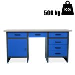 FRANK work desk with cabinets and drawers, Blue