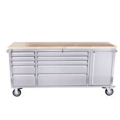 Darbnīcas ratiņi no nerūsējošā tērauda 198 cm ar 10 atvilktnēm 72"