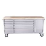 Darbnīcas ratiņi no nerūsējošā tērauda 198 cm ar 10 atvilktnēm 72"