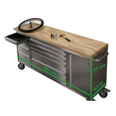 Darbnīcas ratiņi no nerūsējošā tērauda 198 cm ar 10 atvilktnēm 72" 2