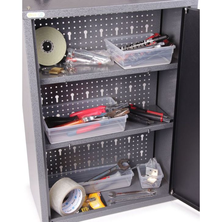 Divkāršs metāla plauktu komplekts visiem instrumentu skapjiem