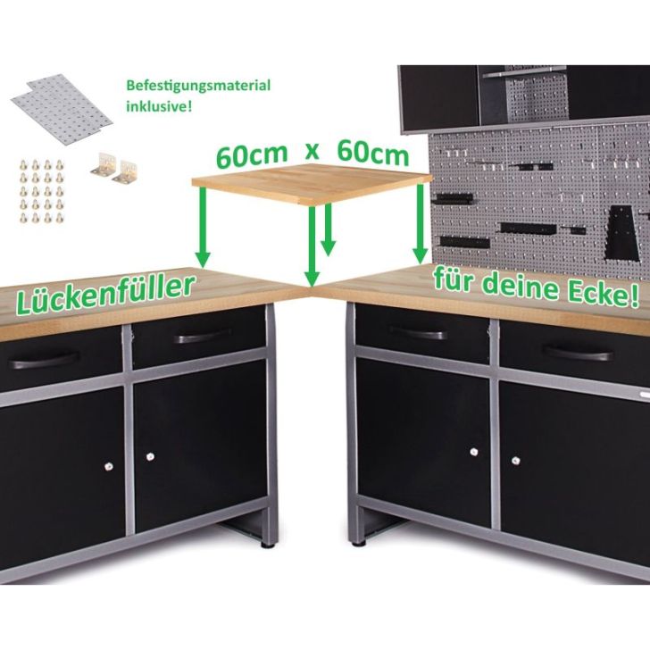 Stūra savienojuma darbagalda pagarinājuma stūra risinājums dižskābardis