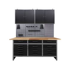 Darbnīcas mēbeļu komplekts Konny 2 v2, 160 cm, Black,