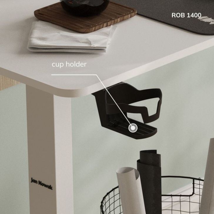 Regulējams biroja galds ROB, 1400 x 720 x 600 mm, balts