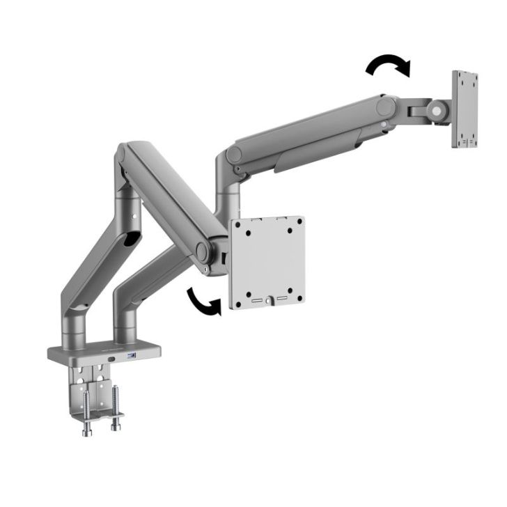 Tērauda divkāršā monitora stends Džeiks, pelēks