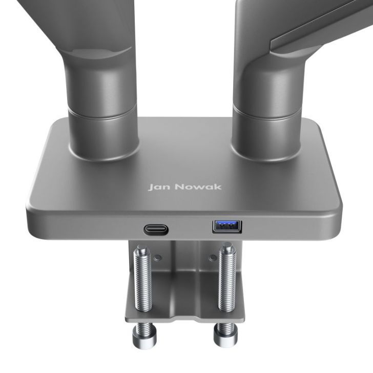 Tērauda divkāršā monitora stends Džeiks, pelēks