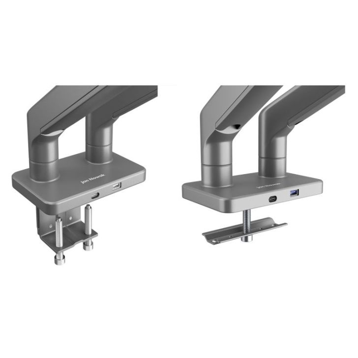 Tērauda divkāršā monitora stends Džeiks, pelēks