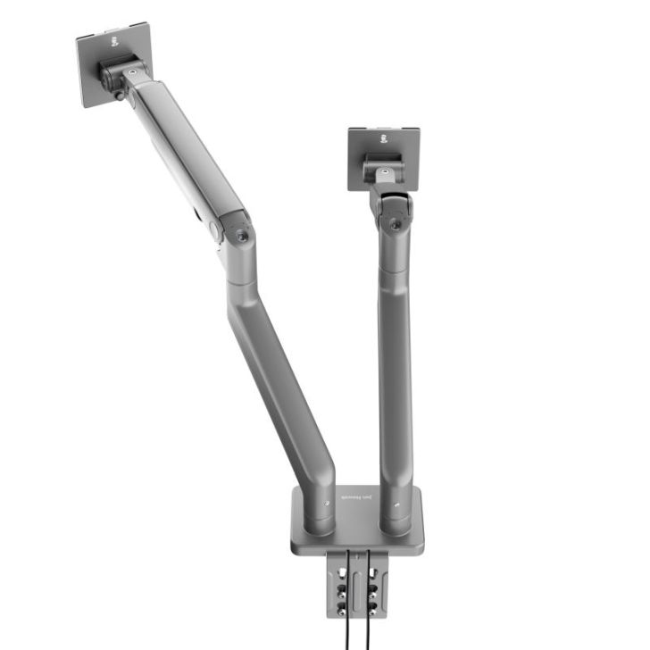 Tērauda divkāršā monitora stends Džeiks, pelēks