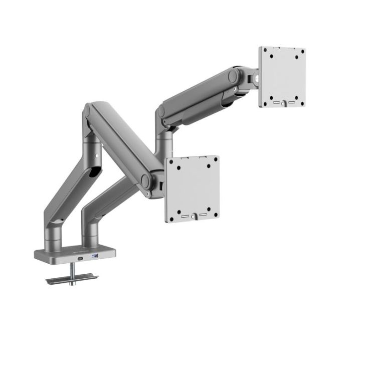 Tērauda divkāršā monitora stends Džeiks, pelēks