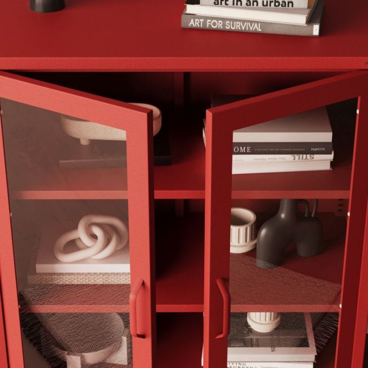 Mazs viesistabas GINA vitrīna, 800 x 1015 x 400 mm, moderns: sarkans