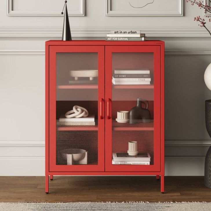 Mazs viesistabas GINA vitrīna, 800 x 1015 x 400 mm, moderns: sarkans