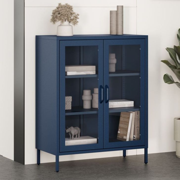 Neliels viesistabas vitrīna GINA, 800 x 1015 x 400 mm, moderns: tumši zils