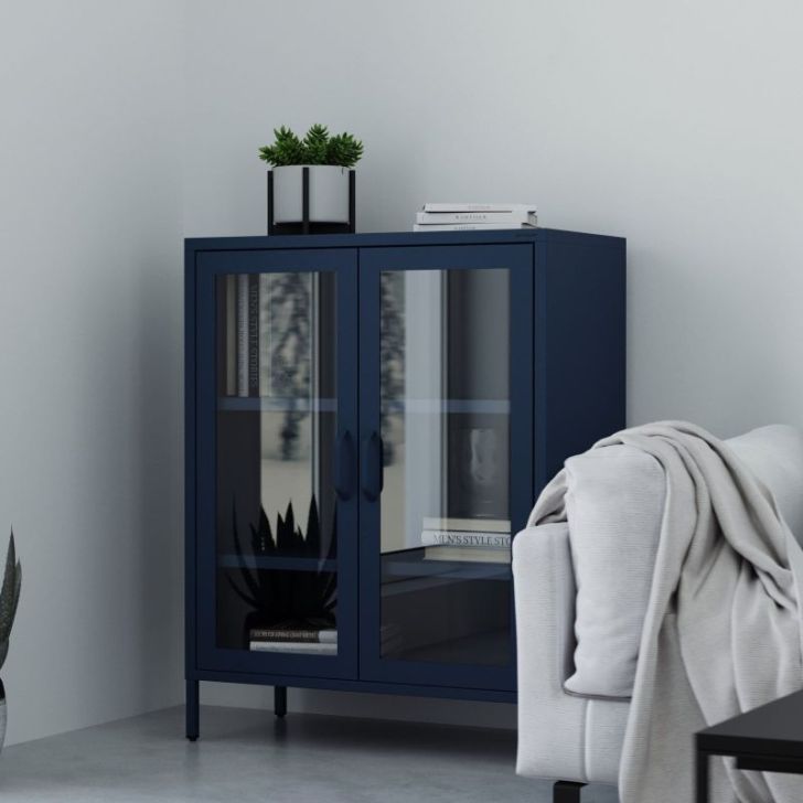 Neliels viesistabas vitrīna GINA, 800 x 1015 x 400 mm, moderns: tumši zils