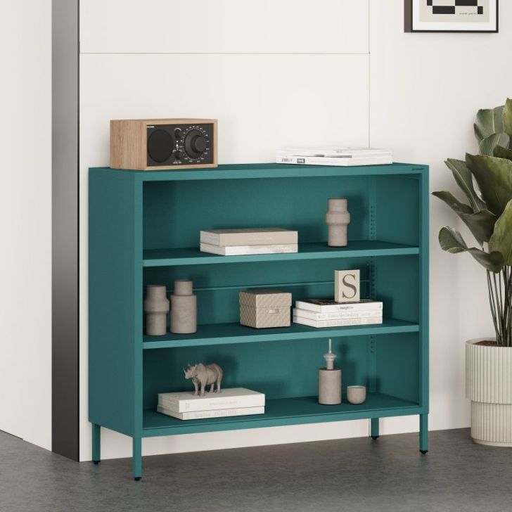 Zema grāmatplauka LUCA, 1000 x 900 x 350 mm, moderna: jūras zaļa