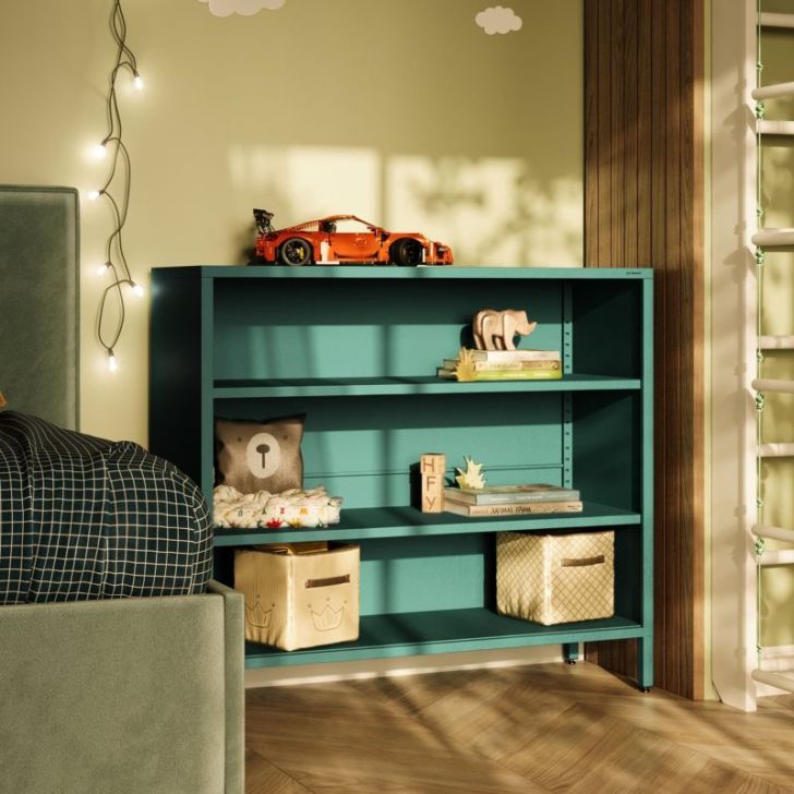 Zema grāmatplauka LUCA, 1000 x 900 x 350 mm, moderna: jūras zaļa