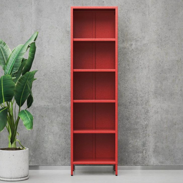 Garais grāmatu skapis MARIO, 500 x 1800 x 350 mm, moderns: sarkans