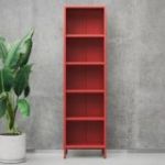 Garais grāmatu skapis MARIO, 500 x 1800 x 350 mm, moderns: sarkans