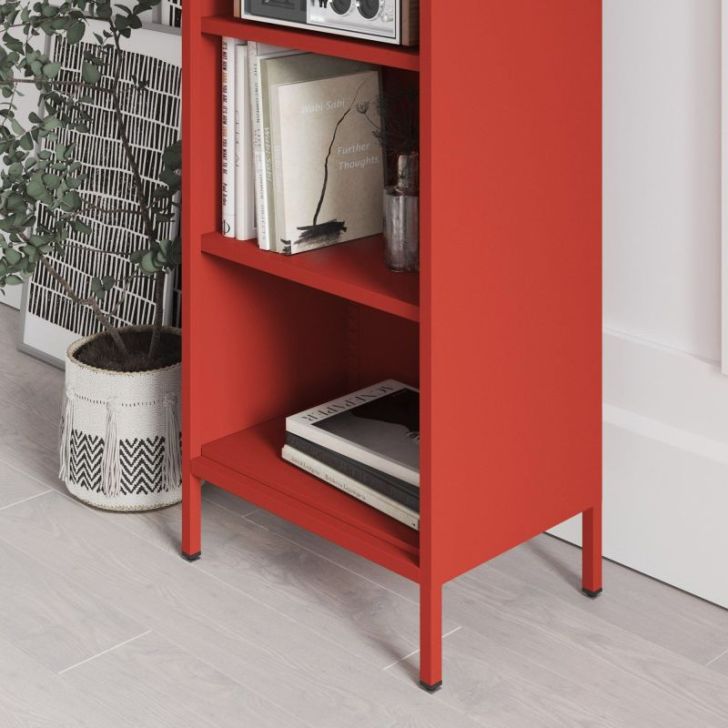 Garais grāmatu skapis MARIO, 500 x 1800 x 350 mm, moderns: sarkans