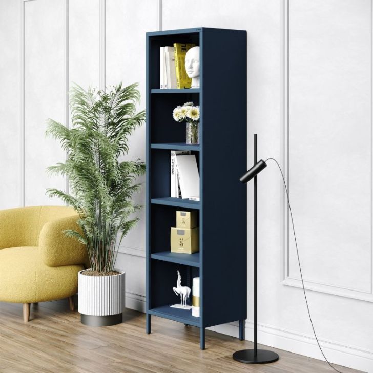 Garais grāmatu skapis MARIO, 500 x 1800 x 350 mm, moderns: tumši zils