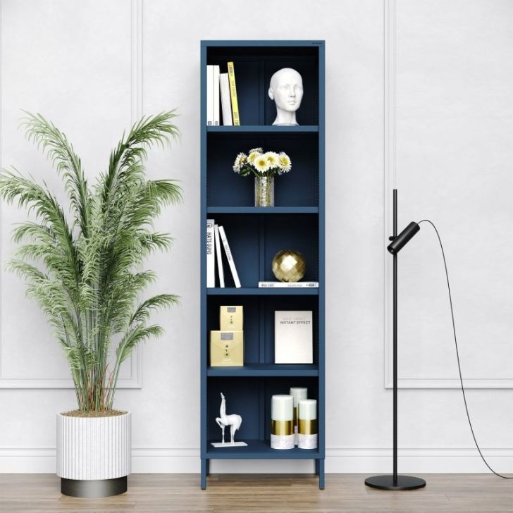 Garais grāmatu skapis MARIO, 500 x 1800 x 350 mm, moderns: tumši zils