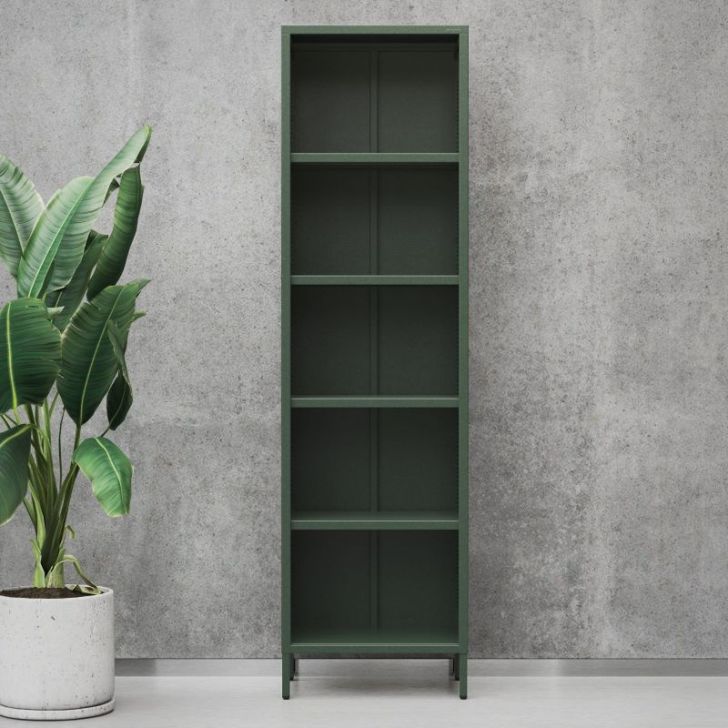 Garais grāmatu skapis MARIO, 500 x 1800 x 350 mm, moderns: pudeles zaļa
