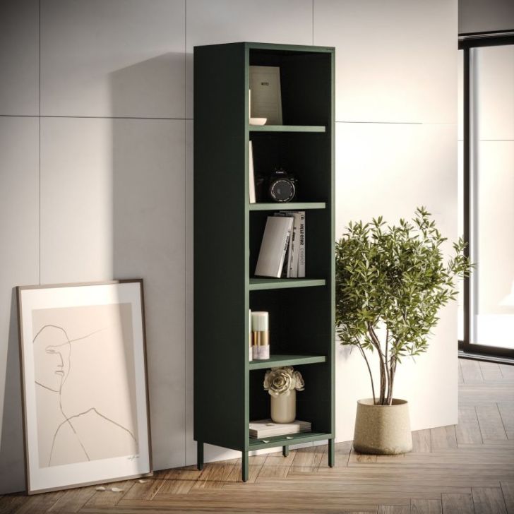 Garais grāmatu skapis MARIO, 500 x 1800 x 350 mm, moderns: pudeles zaļa