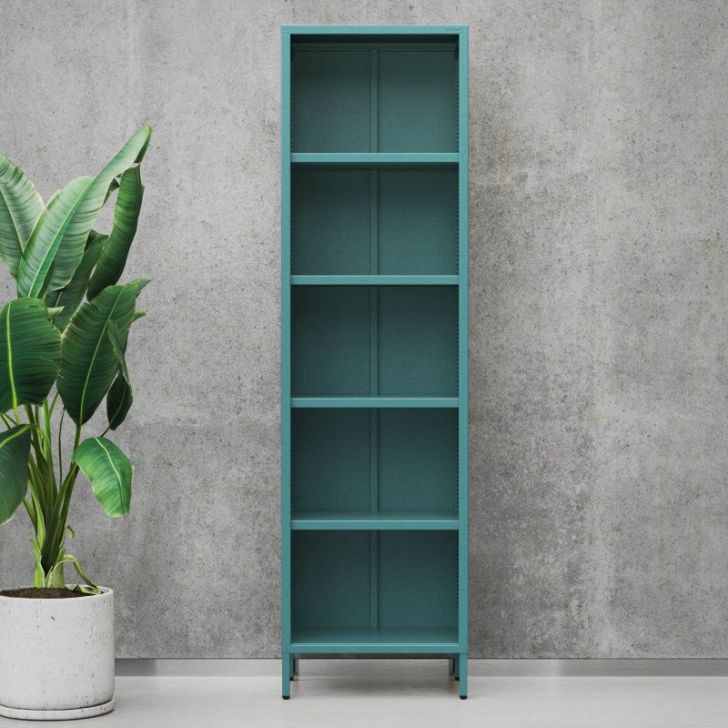 Garais grāmatu skapis MARIO, 500 x 1800 x 350 mm, moderns: jūras zaļa