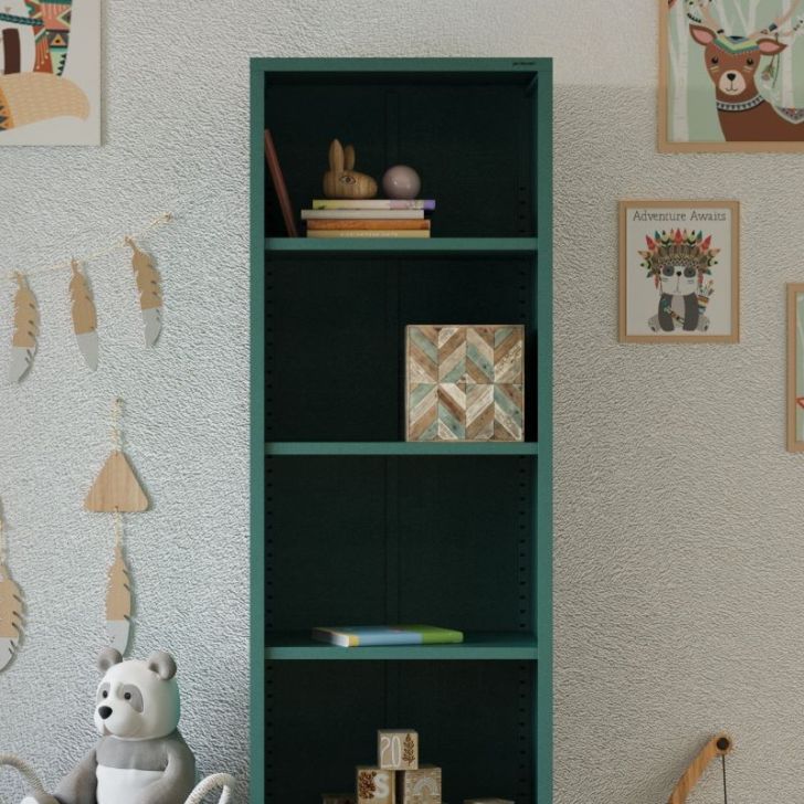 Garais grāmatu skapis MARIO, 500 x 1800 x 350 mm, moderns: jūras zaļa