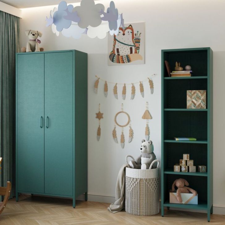 Garais grāmatu skapis MARIO, 500 x 1800 x 350 mm, moderns: jūras zaļa