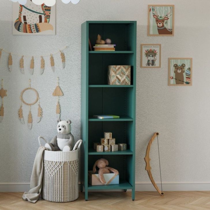 Garais grāmatu skapis MARIO, 500 x 1800 x 350 mm, moderns: jūras zaļa