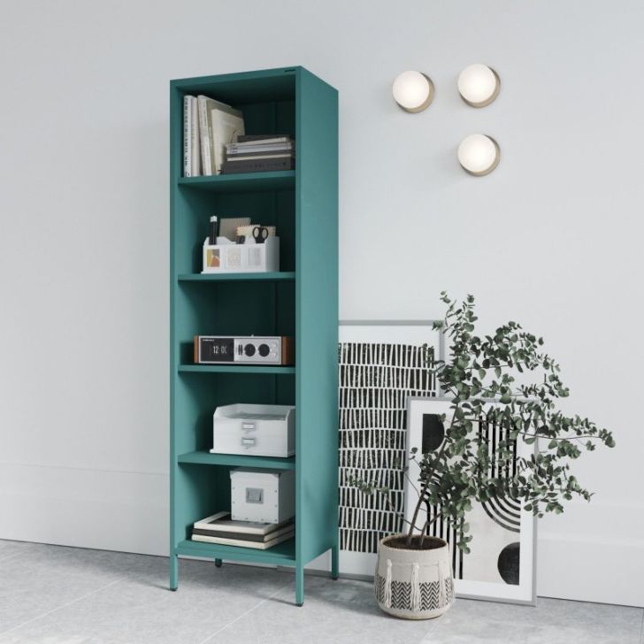 Garais grāmatu skapis MARIO, 500 x 1800 x 350 mm, moderns: jūras zaļa