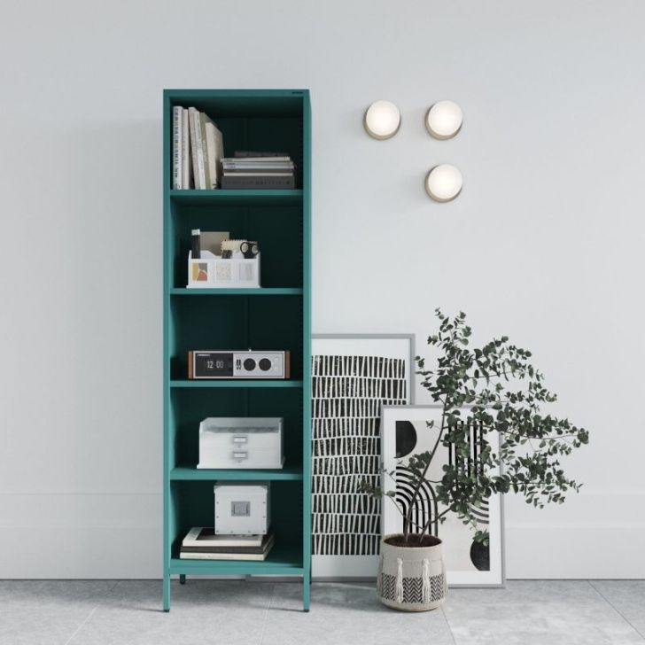 Garais grāmatu skapis MARIO, 500 x 1800 x 350 mm, moderns: jūras zaļa