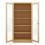 Displeja skapis ar stikla durvīm AMELIA, 900 x 1850 x 400 mm, svaiga stils: smilškrāsa