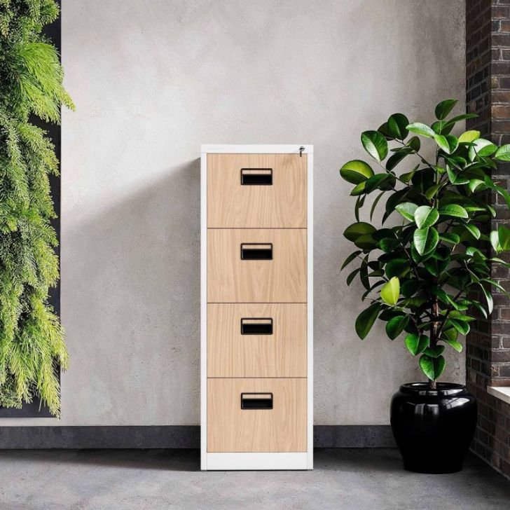 Metāla failu skapis SARA V4, 460 x 1320 x 620 mm, Eco Design: White/ Sonoma Oak