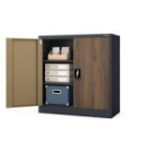 Metāla skapis ar durvīm BEATA, 900 x 930 x 400 mm, eko dizains: antracīts/ valrieksts