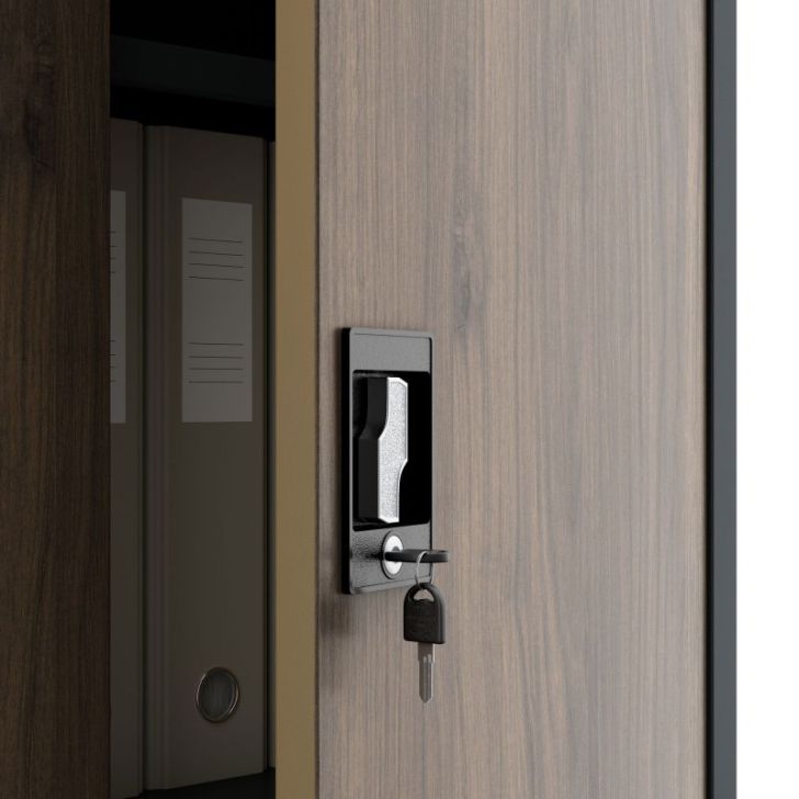 Metāla skapis ar durvīm BEATA, 900 x 930 x 400 mm, eko dizains: antracīts/ valrieksts