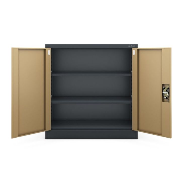 Metāla skapis ar durvīm BEATA, 900 x 930 x 400 mm, eko dizains: antracīts/ valrieksts